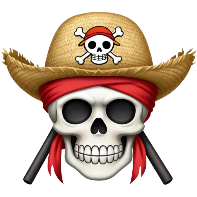 One Piece Straw Hat Pirates flag with skull wearing straw hat emoji
