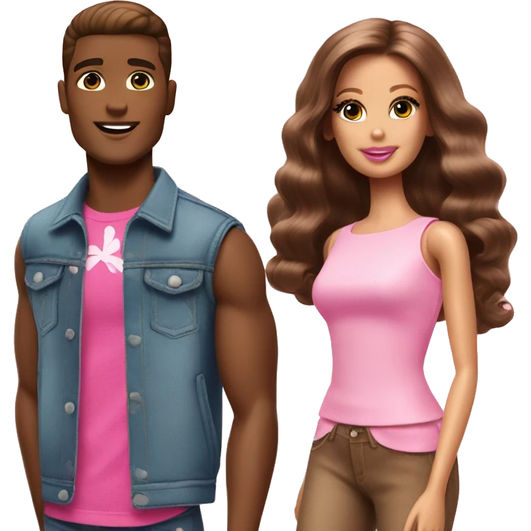 Pink Brown Barbie and pink brown Ken  emoji