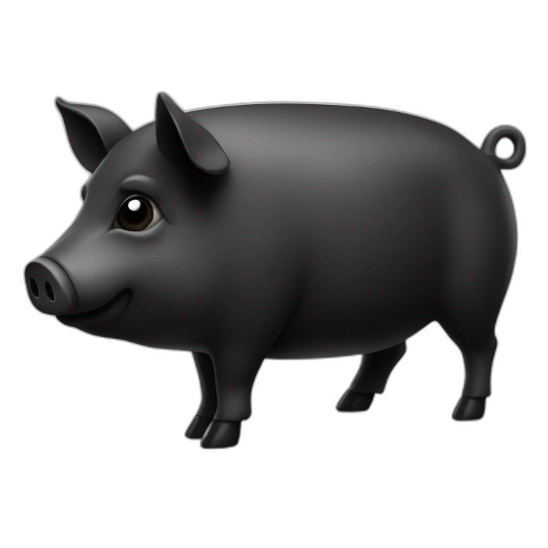 Noir sur un cochon emoji