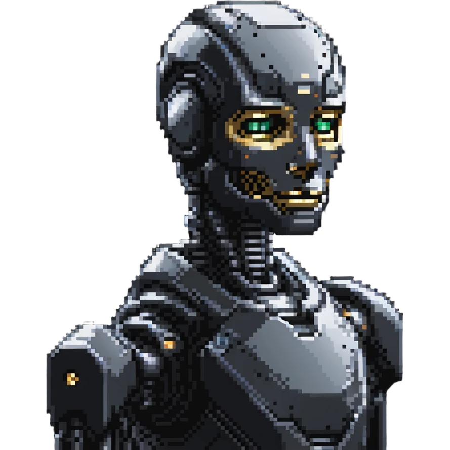 robot with digital face screen emoji