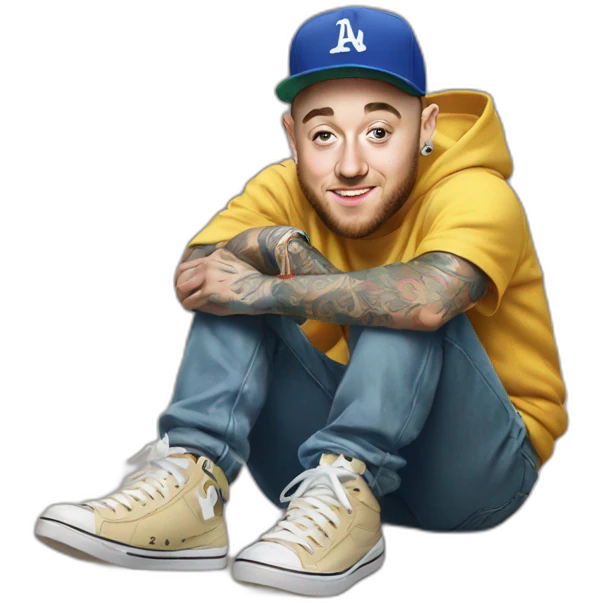 Mac Miller sit on the flor emoji