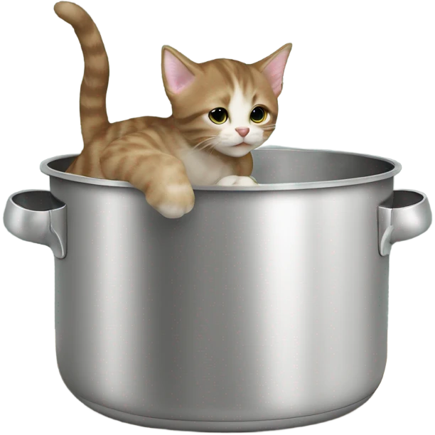 Kitten climbing outside of cooking pot emoji