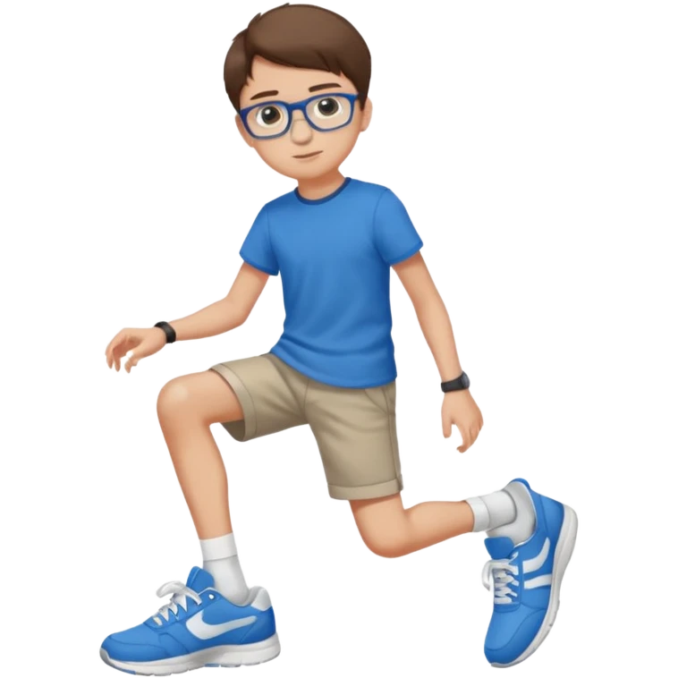 adolescent garçon taille moyenne corpulence maigre cheveux chatain court yeux bleus lunettes photo de pieds emoji