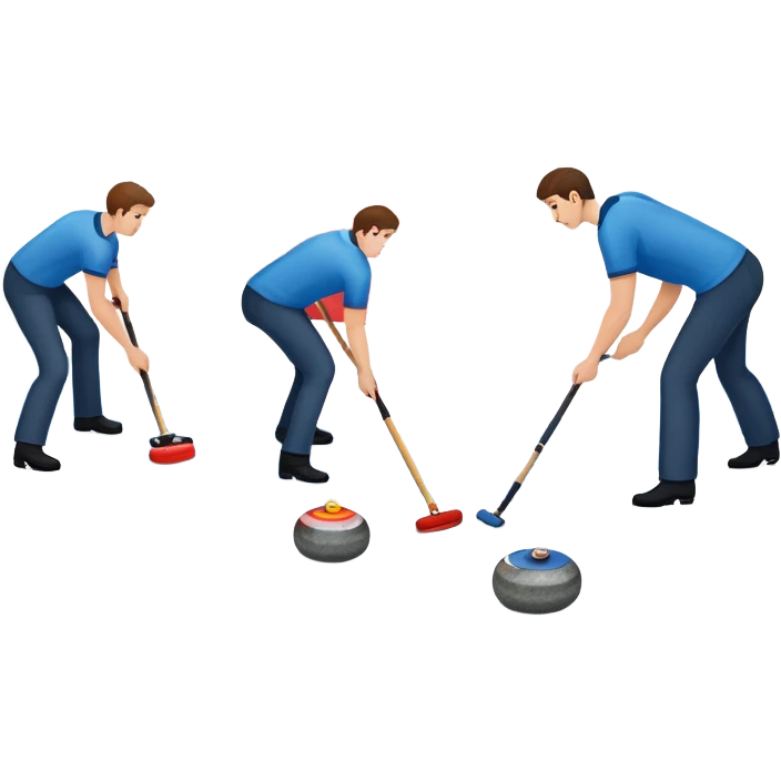 An icon showing a curling match on an indoor ice stadium, with a polished curling stone gliding toward the target and players sweeping. Spectators watch from stands, and flags hang above the rink. Transparent background highlights strategy and focus in the sport of curling. emoji