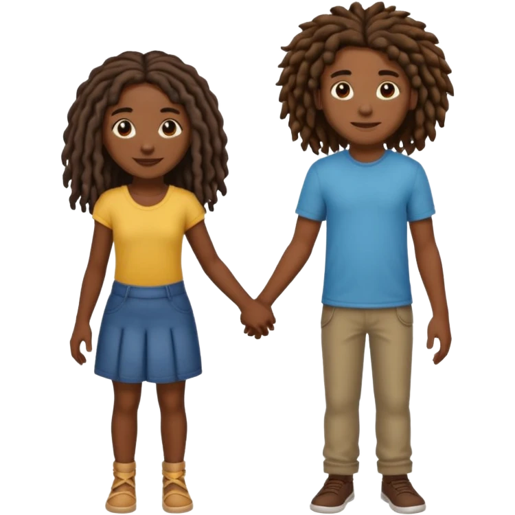 tall Darkskin man with dreads holding hands with a medium length curly haired brown girl  emoji
