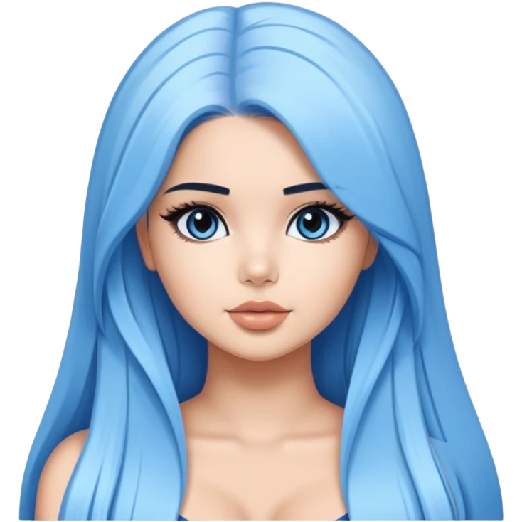 Perfect demi rose straight very very long medium to sky blue hair emoji