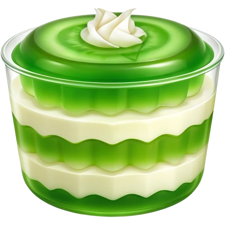 Cinematic Realistic Coconut Pandan Jelly Dessert Emoji, showcasing a delicate, translucent jelly infused with coconut and pandan rendered with lifelike detail and soft, tropical lighting. emoji