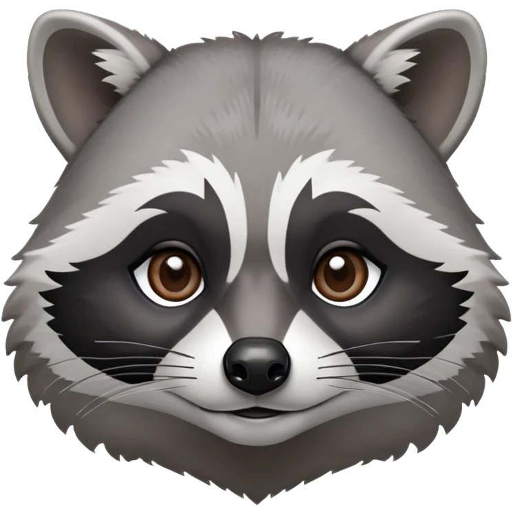 Cinematic-Noble-Raccoon-Portrait-Emoji – Poised and confident, with a sturdy build and a beautifully textured fur of silver-grey accented by dark black facial markings, deep-set, intelligent brown eyes, simplified yet sharp and sophisticated zoom out to show shoulders emoji