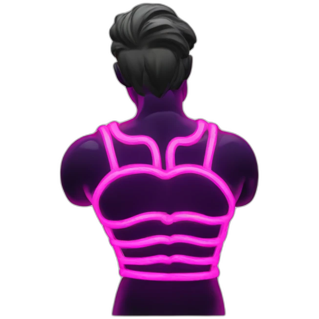 Juicy booty neon sign style man emoji