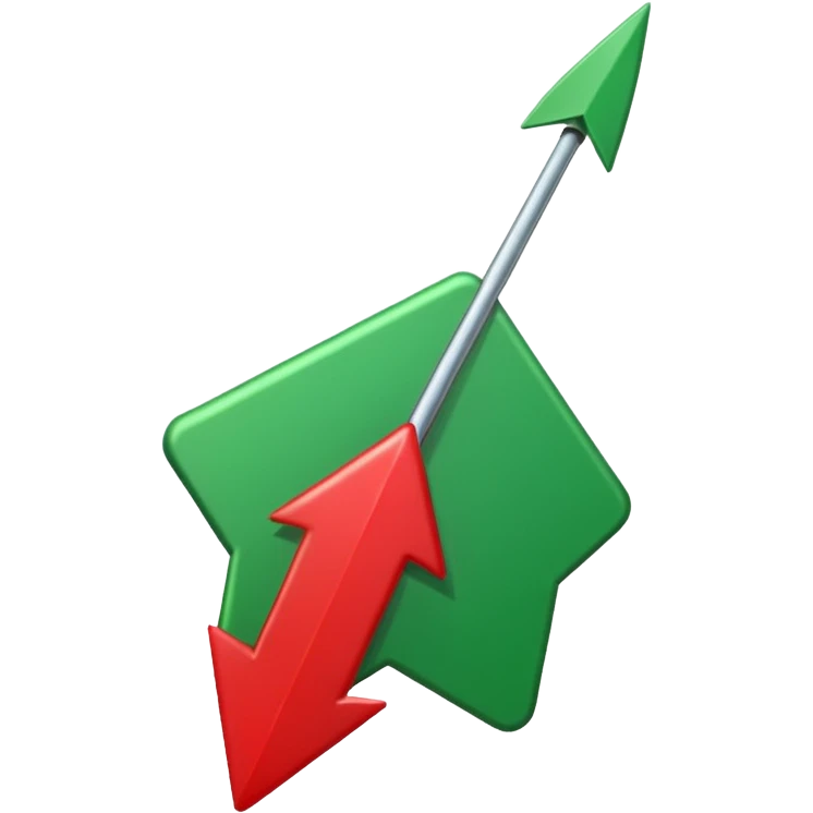Tag vermelha com uma flecha pra cima verde do lado emoji