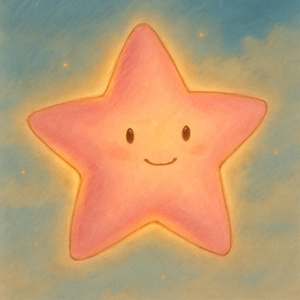 a pink star in Ghibli style emoji
