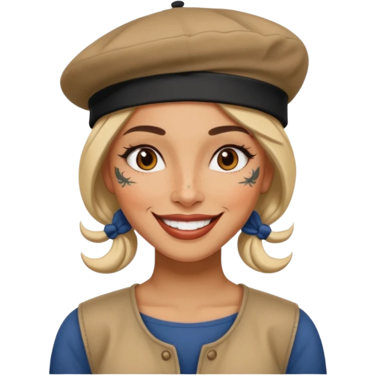 woman with tattooed faces wearing berets emoji