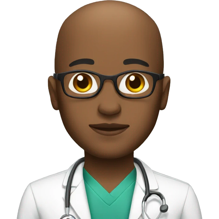 Black doctor without hair emoji