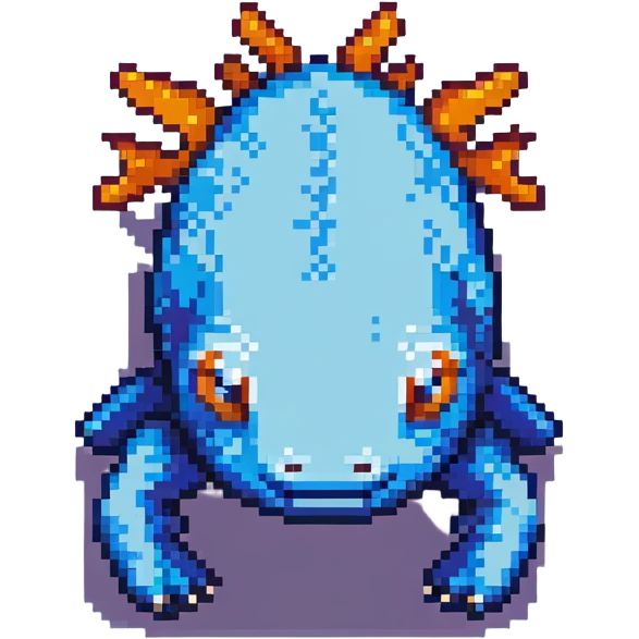 blue Minecraft axolotl, authentic blocky style and proportions, pixel art emoji