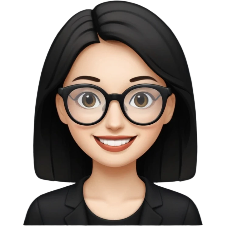 woman with big glasses,black wear emoji