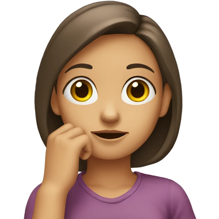 girl thinking with hand on chin emoji