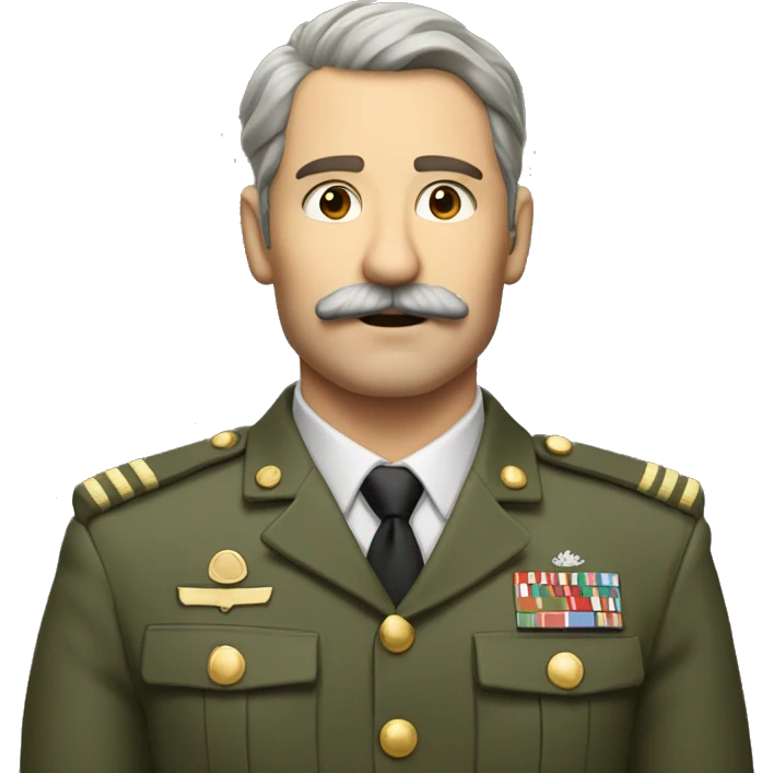 middle age man in military suit with side hair and toothblush mustache emoji