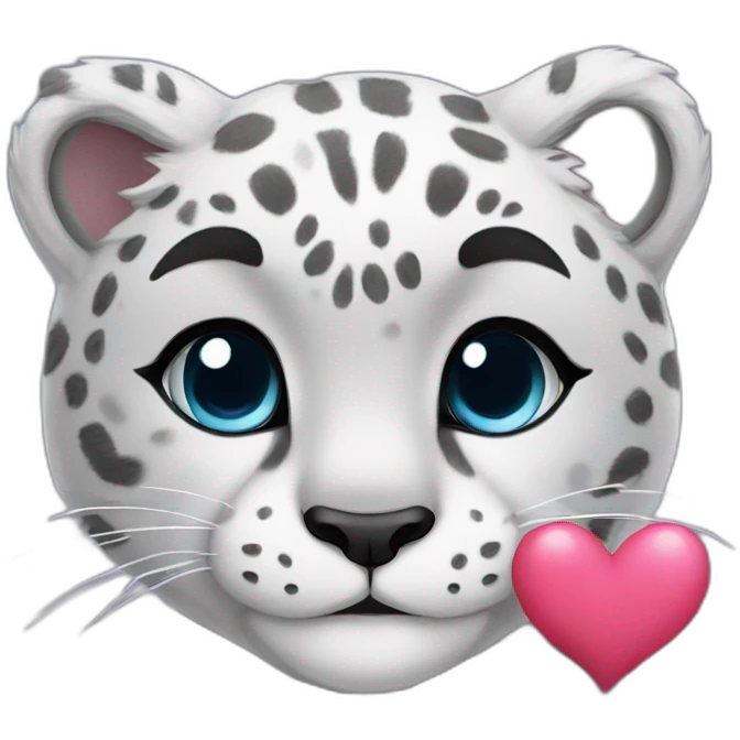 cute snow leopard shows a heart emoji