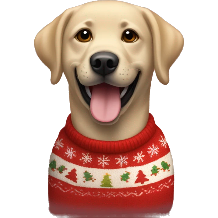 happy labrador in a christmas sweater emoji
