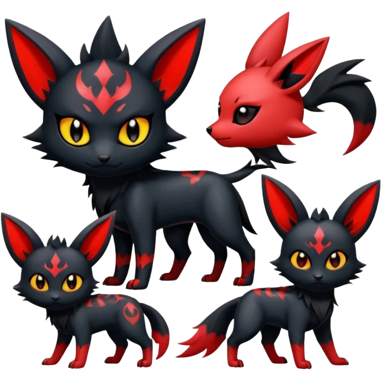  Shiny cute dark gloomy red gothic cool badass emo-Litten-Umbreon-Salandit-Jolteon-fusion emoji