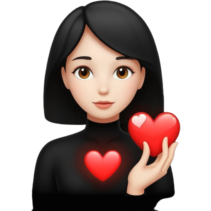 female silhouette with a small heart inside emoji