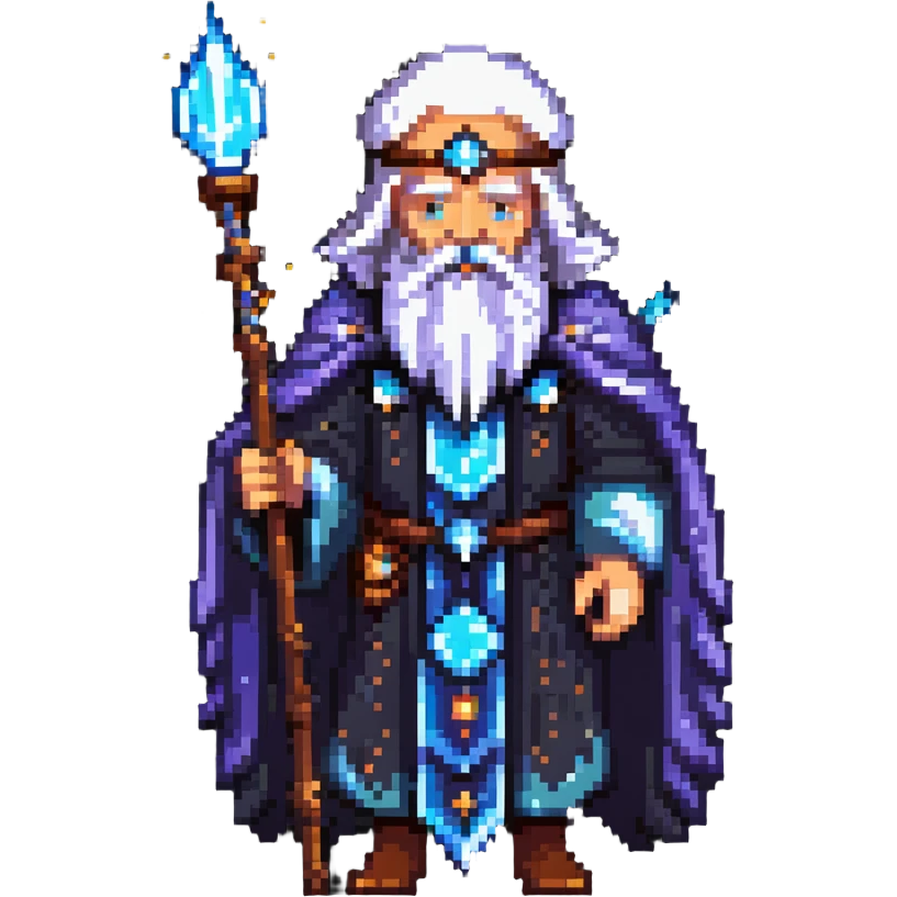 wise elder with galaxy beard and cosmic staff emoji