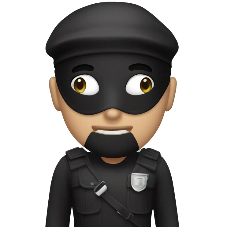 Thief-wears-a-black-and-white-prison-uniform-and-a-black-mask emoji