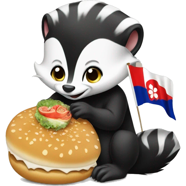 Skunk eating a kbab with a taiwanese flag emoji