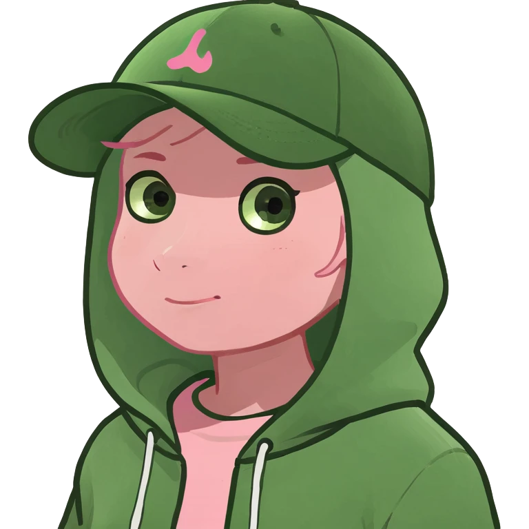 Blonde girl with a light pink hat and a very cute warm light pink hoddie emoji