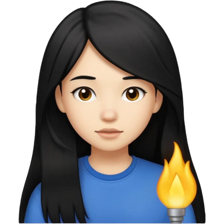 Black long hair girl tomboy emoji