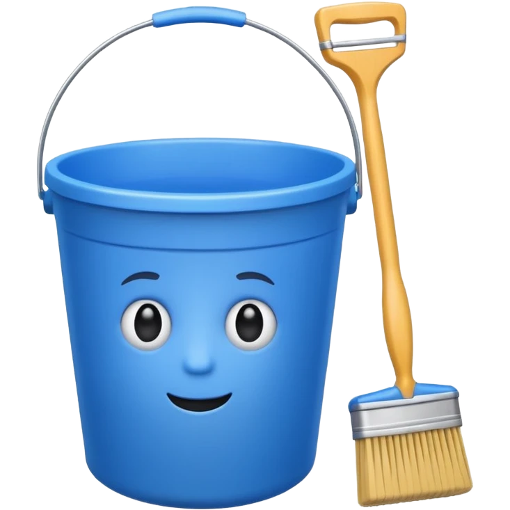 Bucket and brush for cleaning emoji