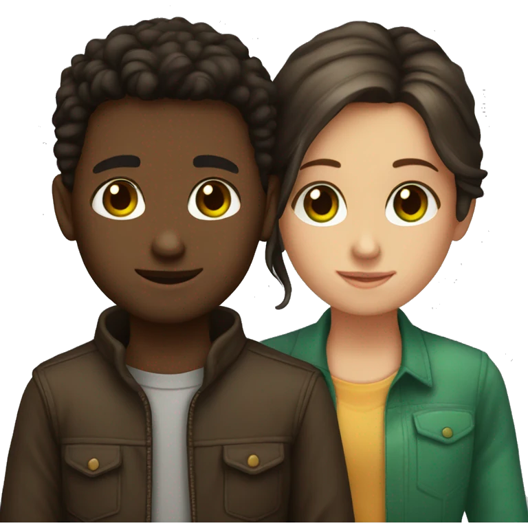 A Couple both with Dark Brown hair the boy had green eyes and the girl brown eyes  emoji