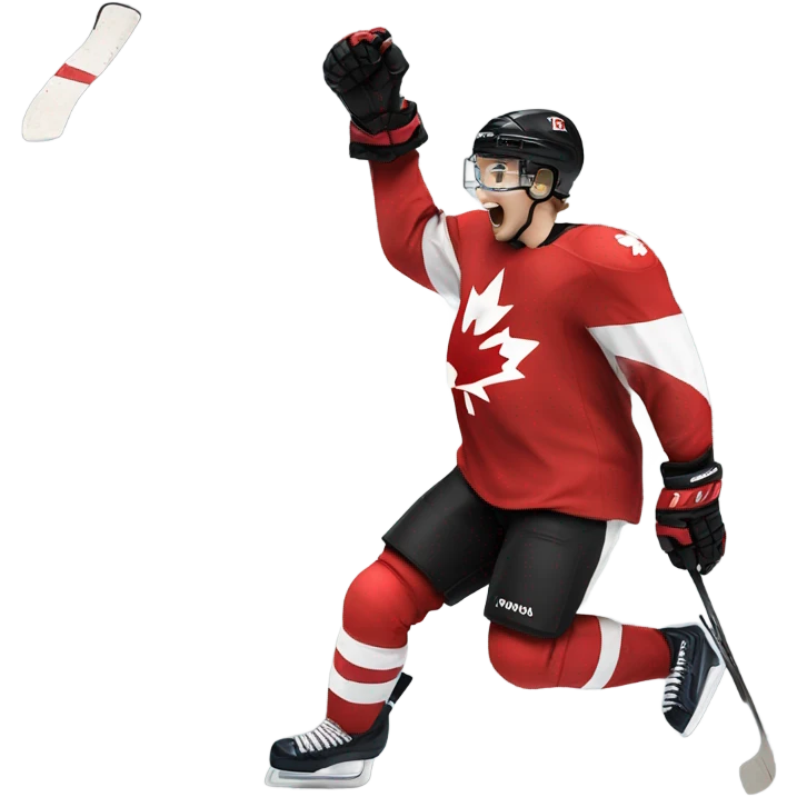 Team Canada world juniors hockey player celebrating after scoring a goal emoji