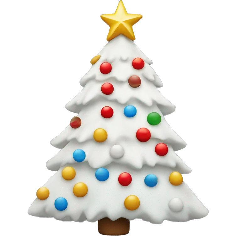 White Christmas tree with a colorful star and red bow on top emoji