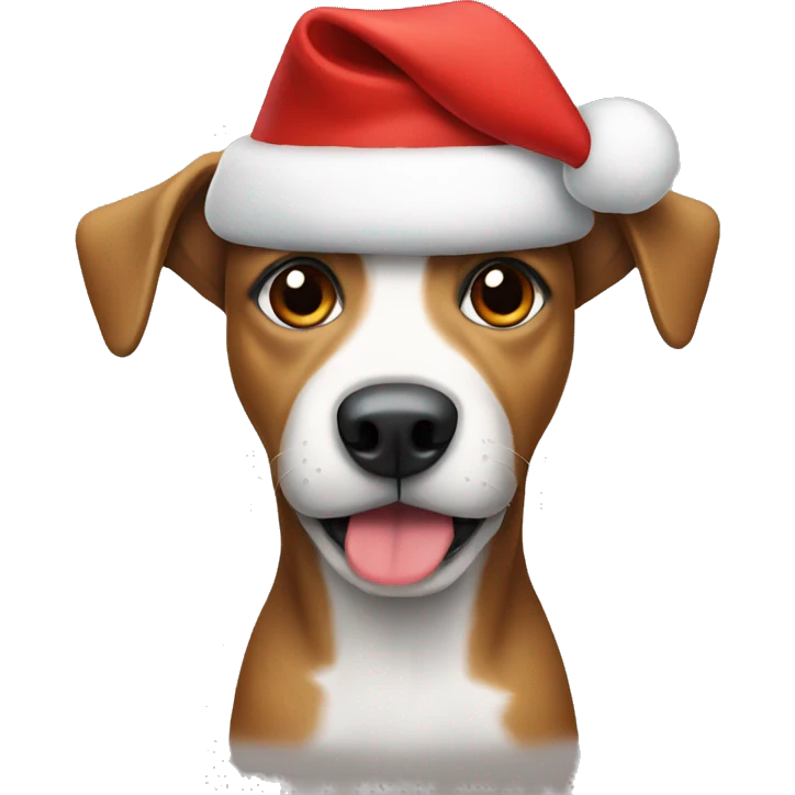 Dog wearing a Christmas hat emoji