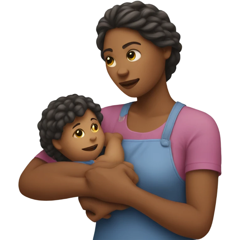 Mother holds her heart in her arm emoji