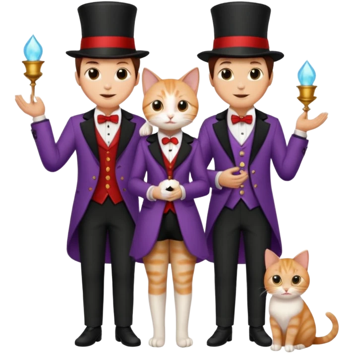 magician couple and their pet cat emoji