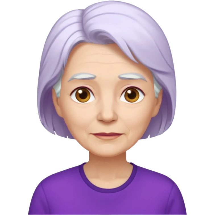 older woman with white hair and purple shirt emoji