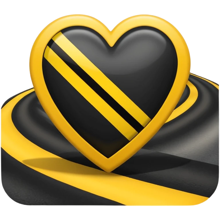 Black heart with yellow road stripe in center emoji