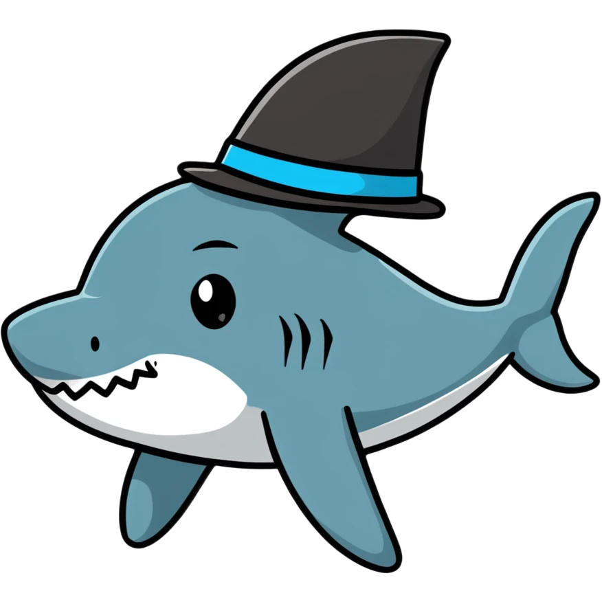 Shark with a top hat emoji