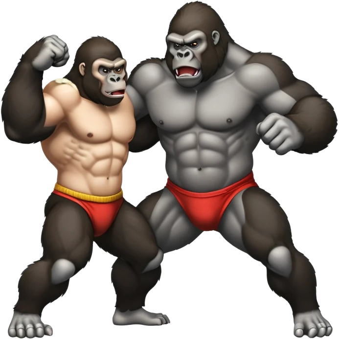 Gorilla fighting men emoji