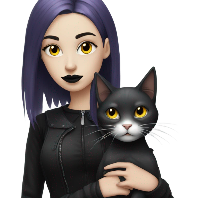 goth girl and cat emoji