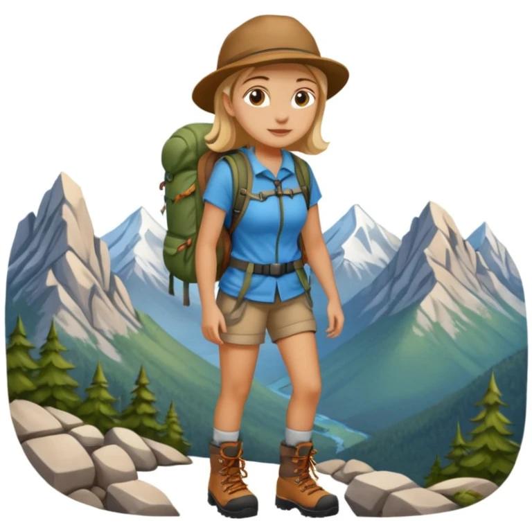 girl back packing mountains background  emoji