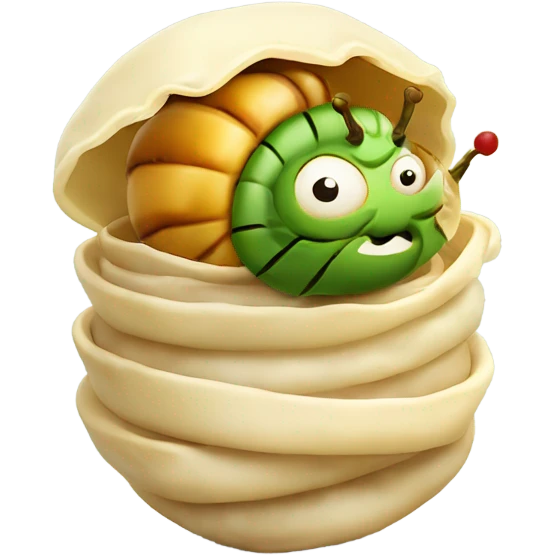 Caterpillar eating a xiao long bao emoji
