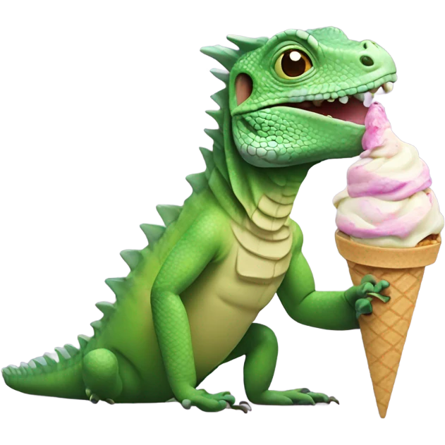 iguana eating ice cream emoji