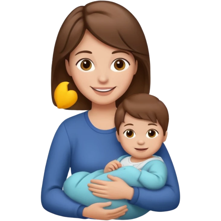 Mother holding 1 infant brown hair fair skin emoji