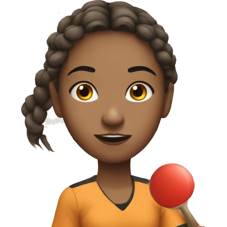 girl with brow hair play in  table tennis emoji