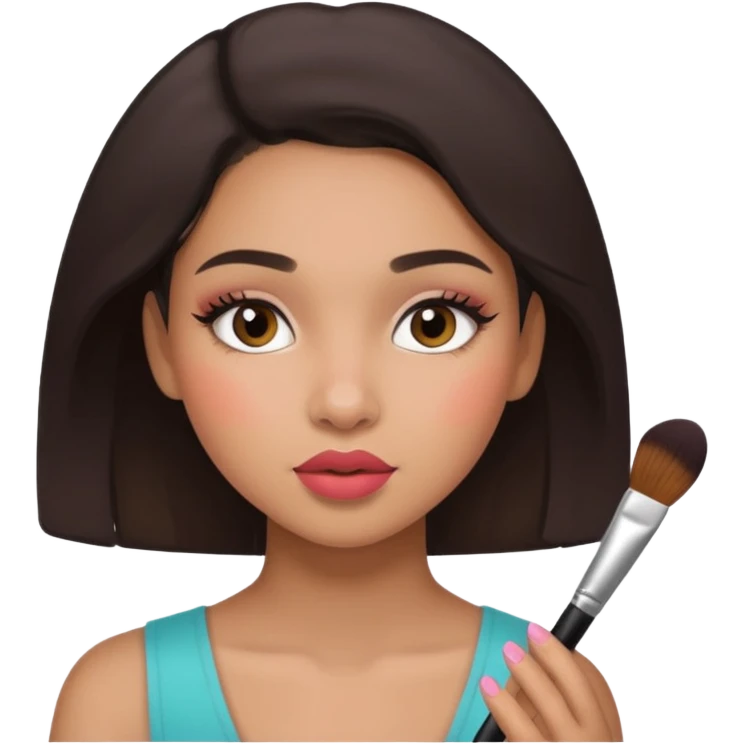 Draw a mixed-race girl applying makeup. emoji