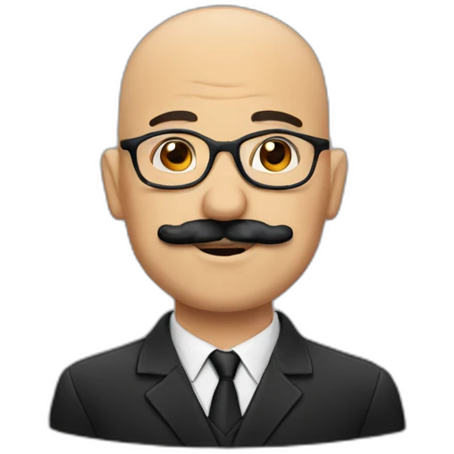 bald albanian with mustache and glasses emoji
