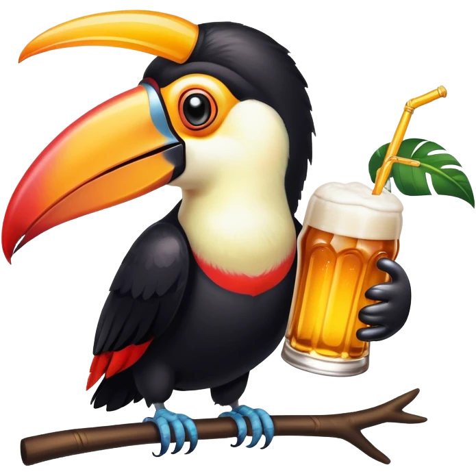 Toucan holding a beer emoji